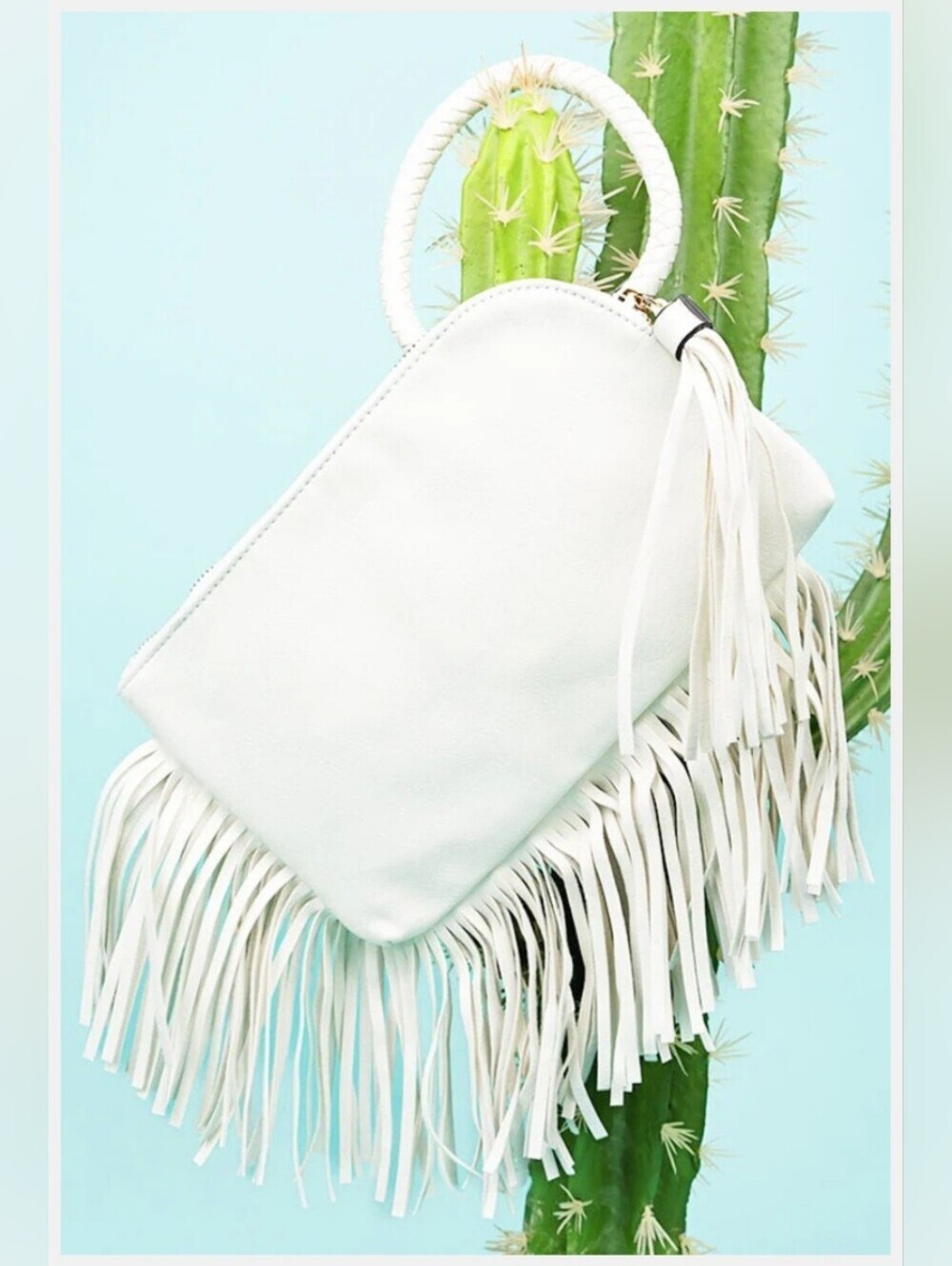 NWT Western White Fringe Bangle Clutch Wristlet